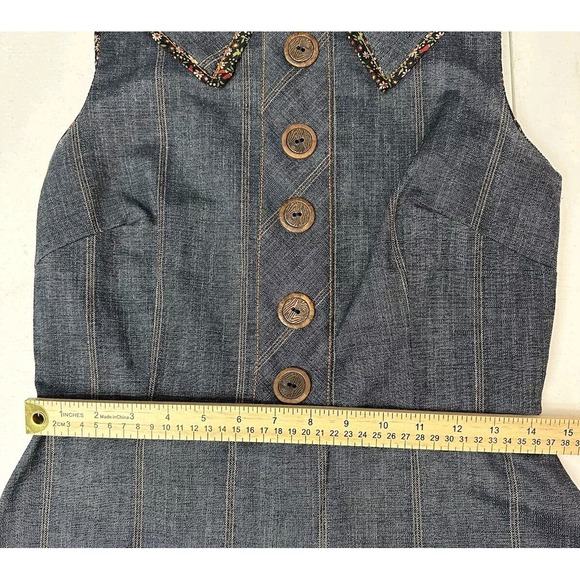 Vintage Dainty June Jean Womens 8 Mini Dress Fitted Fake Front Buttons Academia - Picture 5 of 6